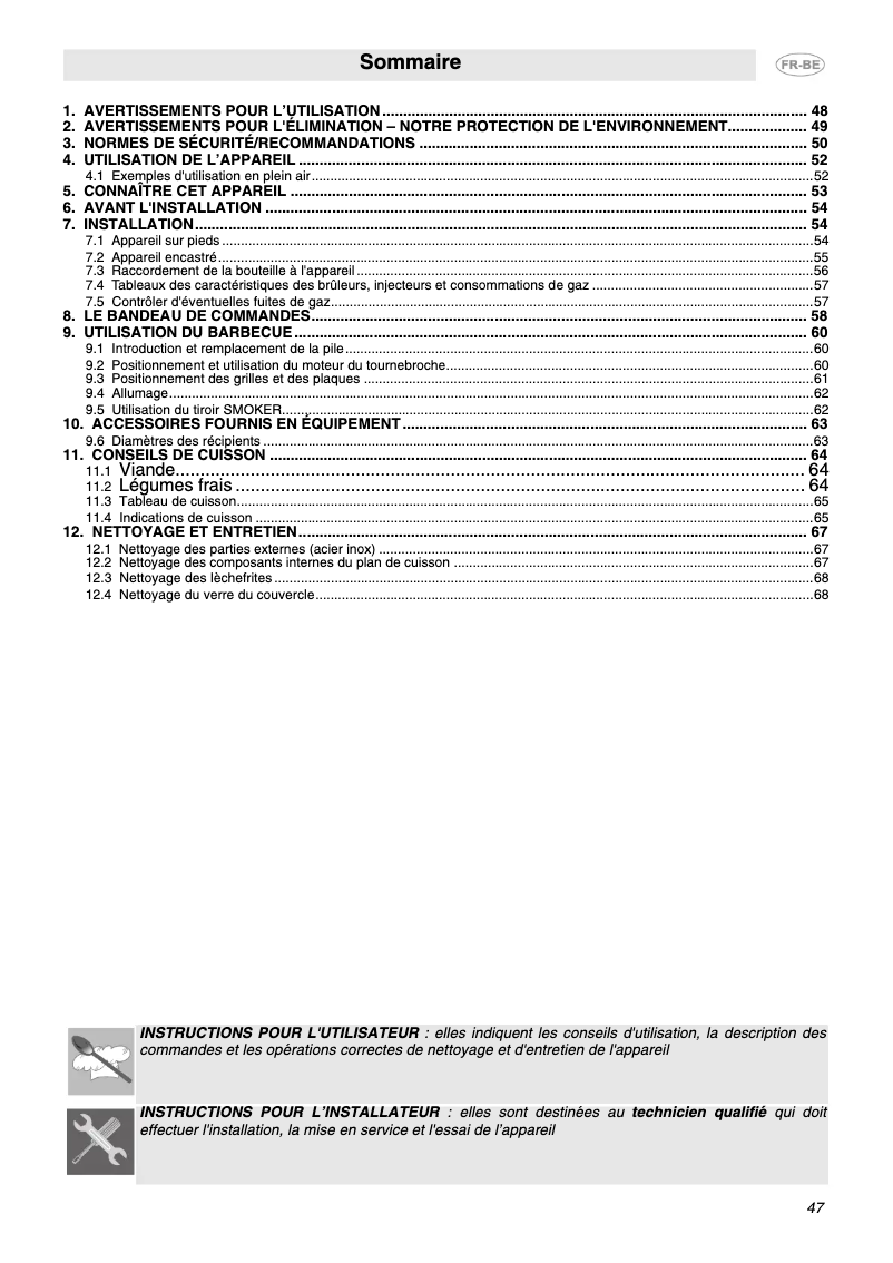 Page 1 de la notice Manuel utilisateur Smeg BQ61T