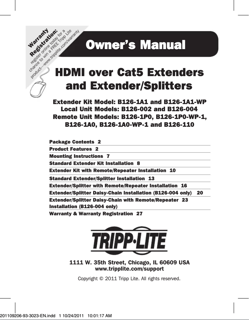 Page n°1 - Manuel utilisateur Tripp Lite B126-1A0-INT