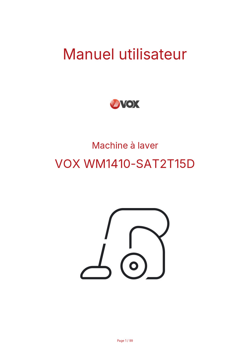 Page n°1 - Manuel utilisateur VOX WM1410-SAT2T15D