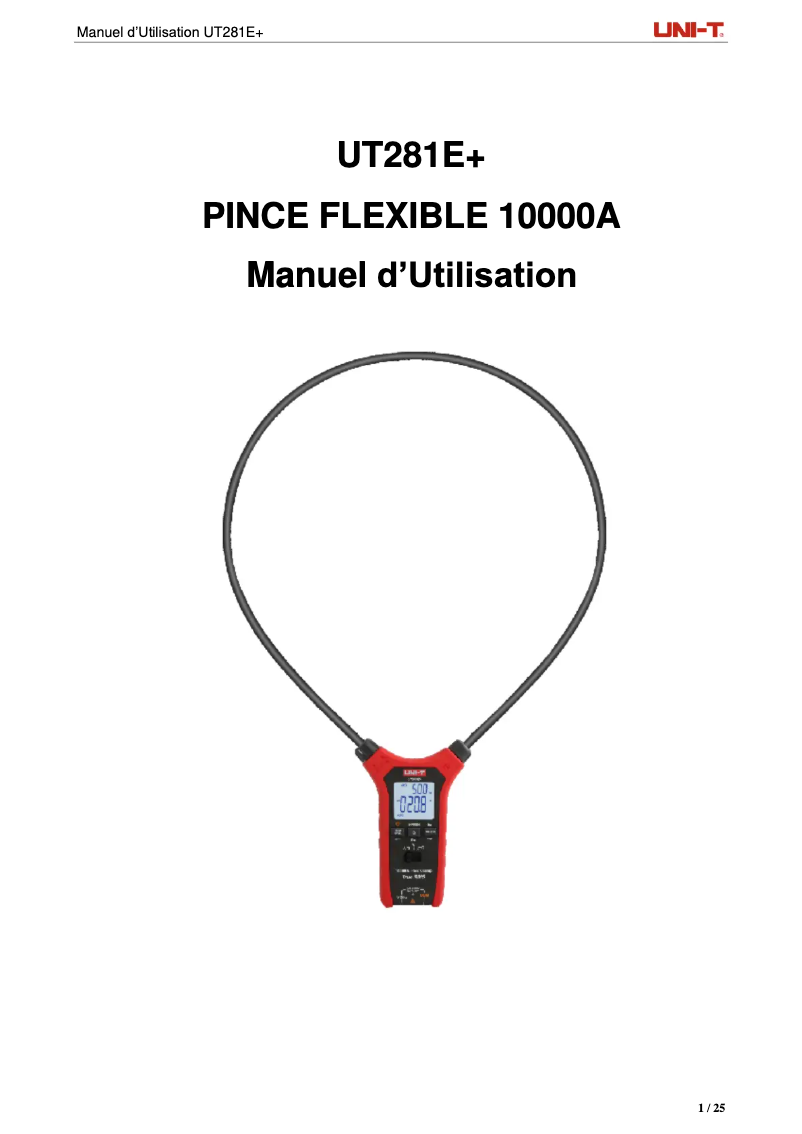 Image de la première page du manuel de l'appareil UT281E