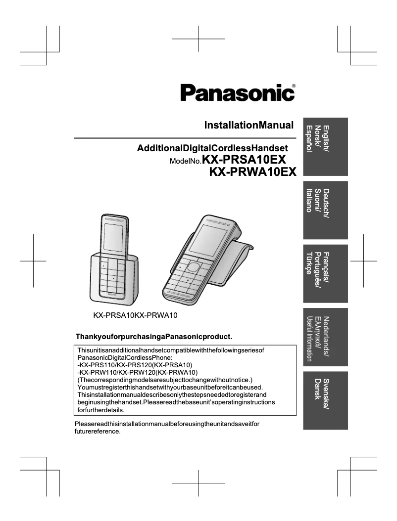 Page n°1 - Manuel utilisateur Panasonic KX-PRWA10