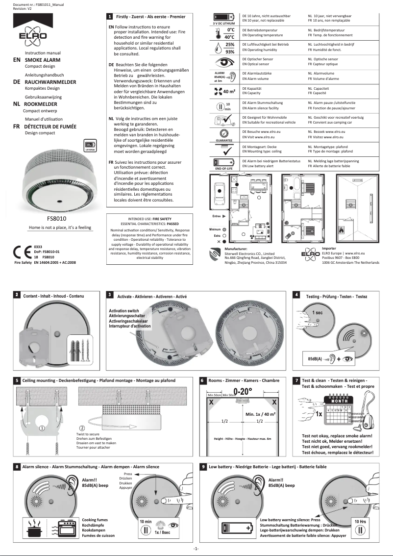 Page n°1 - Manuel utilisateur Elro FS801011