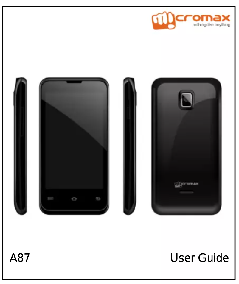 Page 1 de la notice Manuel utilisateur Micromax Ninja 4.0 A87