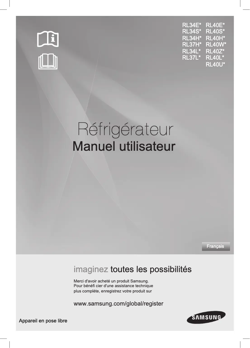 Page 1 de la notice Manuel utilisateur Samsung RL40UGSW