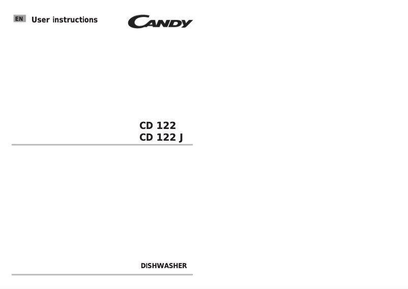 Page 1 de la notice Manuel utilisateur Candy CD 122 J-80