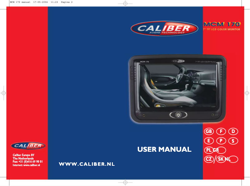 Page n°1 - Manuel utilisateur Caliber MCM 170