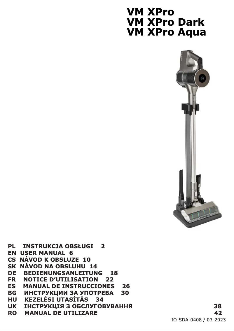 Imagen de la primera página del manual del dispositivo VM XPro Aqua