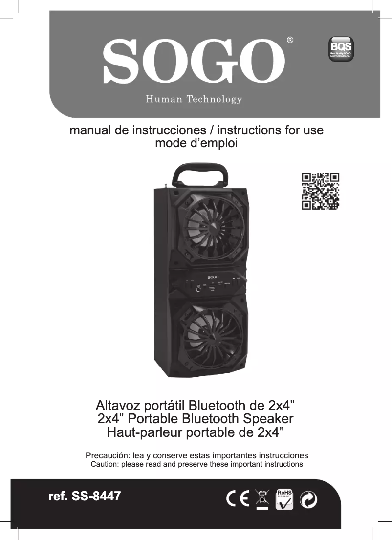 Page 1 de la notice Manuel utilisateur Sogo SS-8447