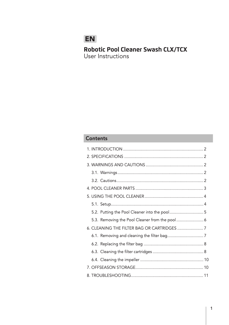 Page 1 de la notice Manuel utilisateur Maytronics Dolphin Swash