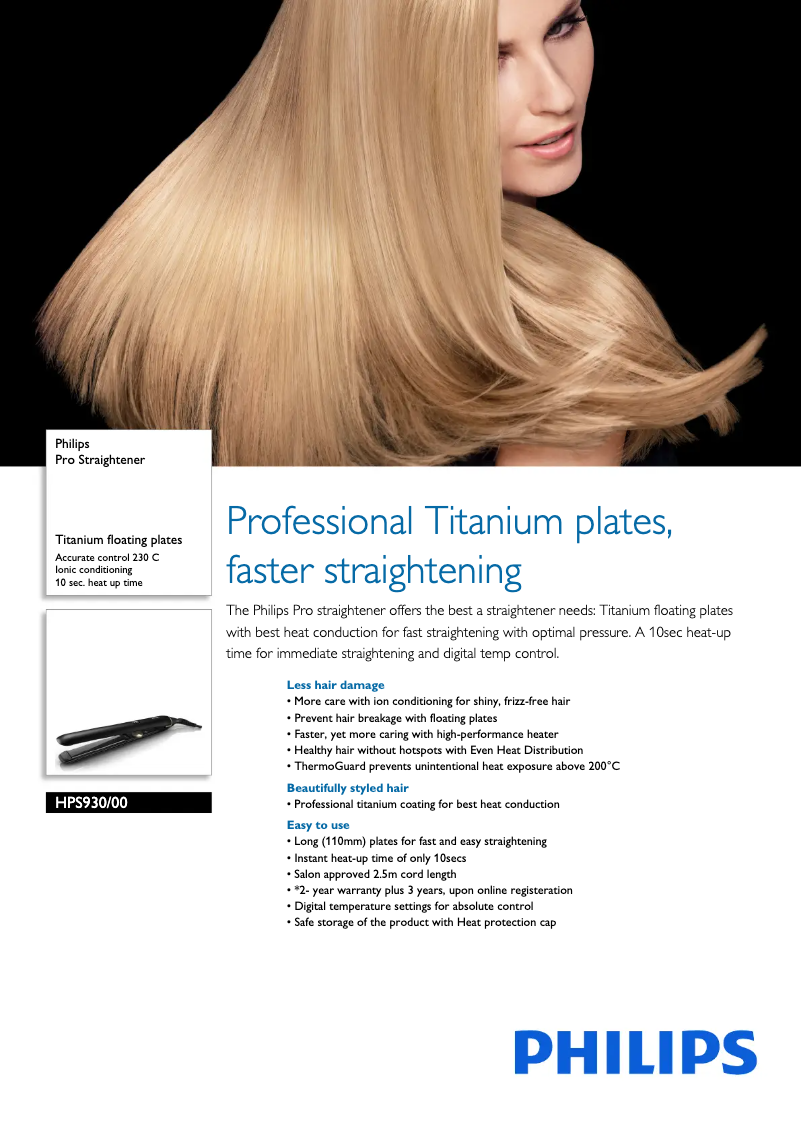 Image de la première page du manuel de l'appareil Prestige Pro HPS930