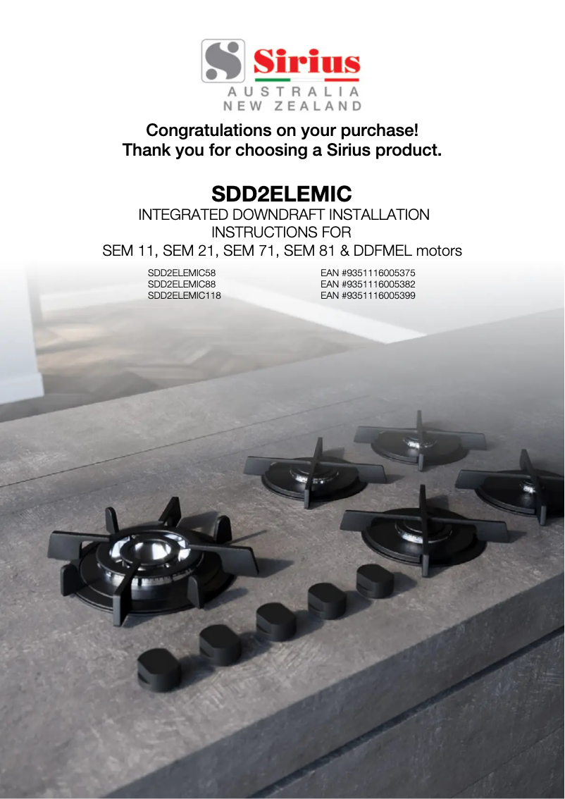 Page 1 de la notice Guide d'installation Sirius SDD2ELEMIC88