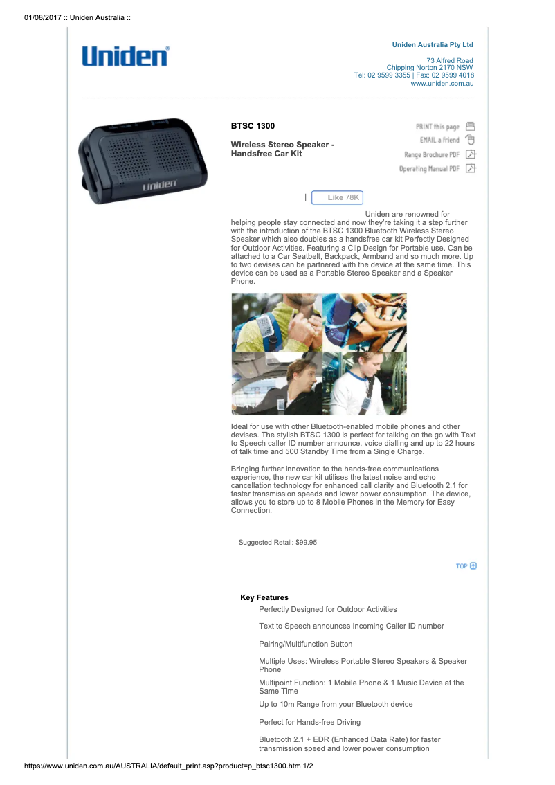 Image de la première page du manuel de l'appareil BTSC 1300