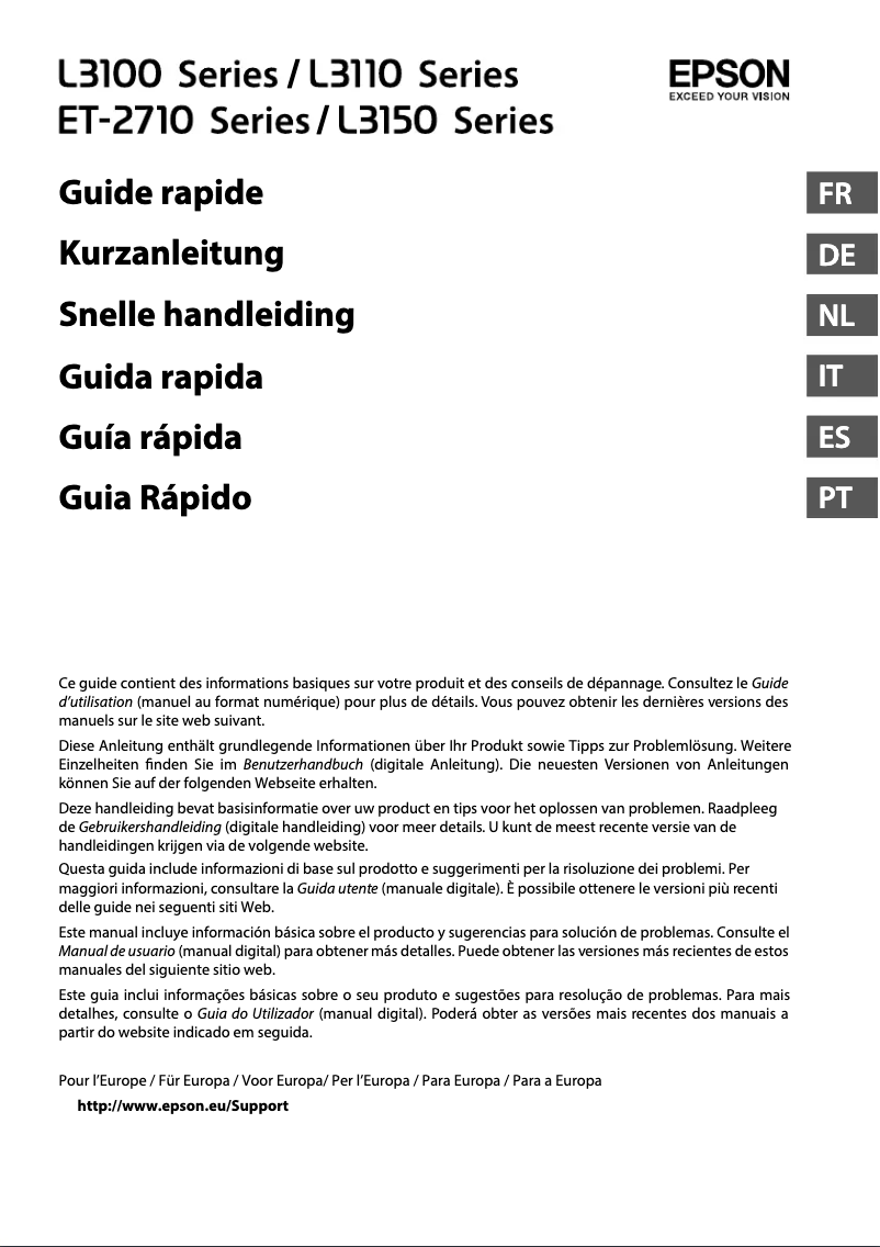 Página 1 del manual Guía de inicio rápido Epson EcoTank L3110