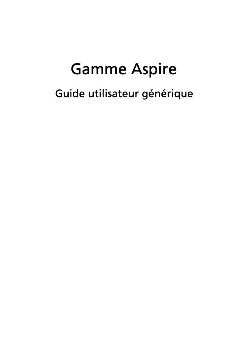 Page n°1 - Manuel utilisateur Acer Aspire 1410