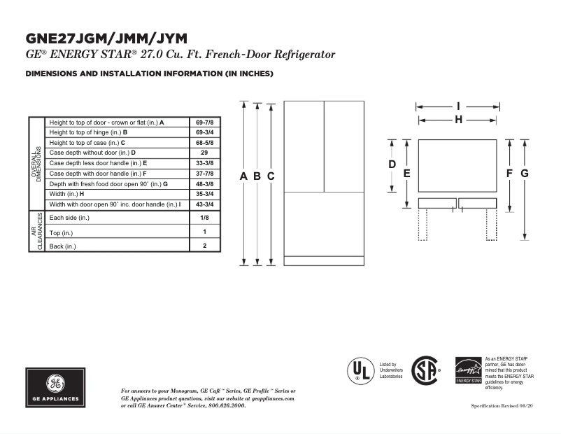 First page image of the manual for GNE27JYMFS