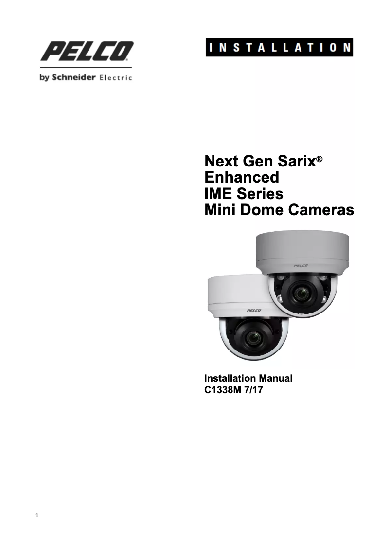 Page n°1 - Manuel utilisateur Pelco Sarix Enhanced IME222-1RS