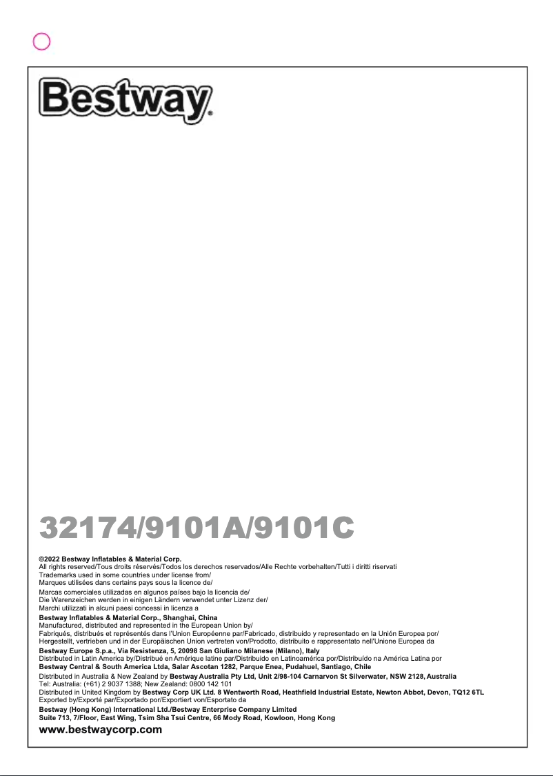 Page 1 de la notice Manuel utilisateur Bestway 32174