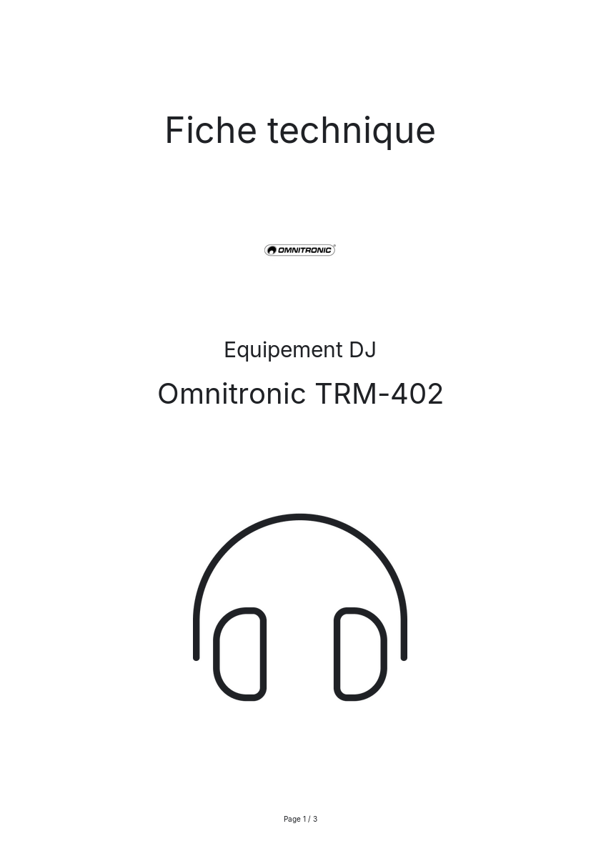 Image de la première page du manuel de l'appareil TRM-402