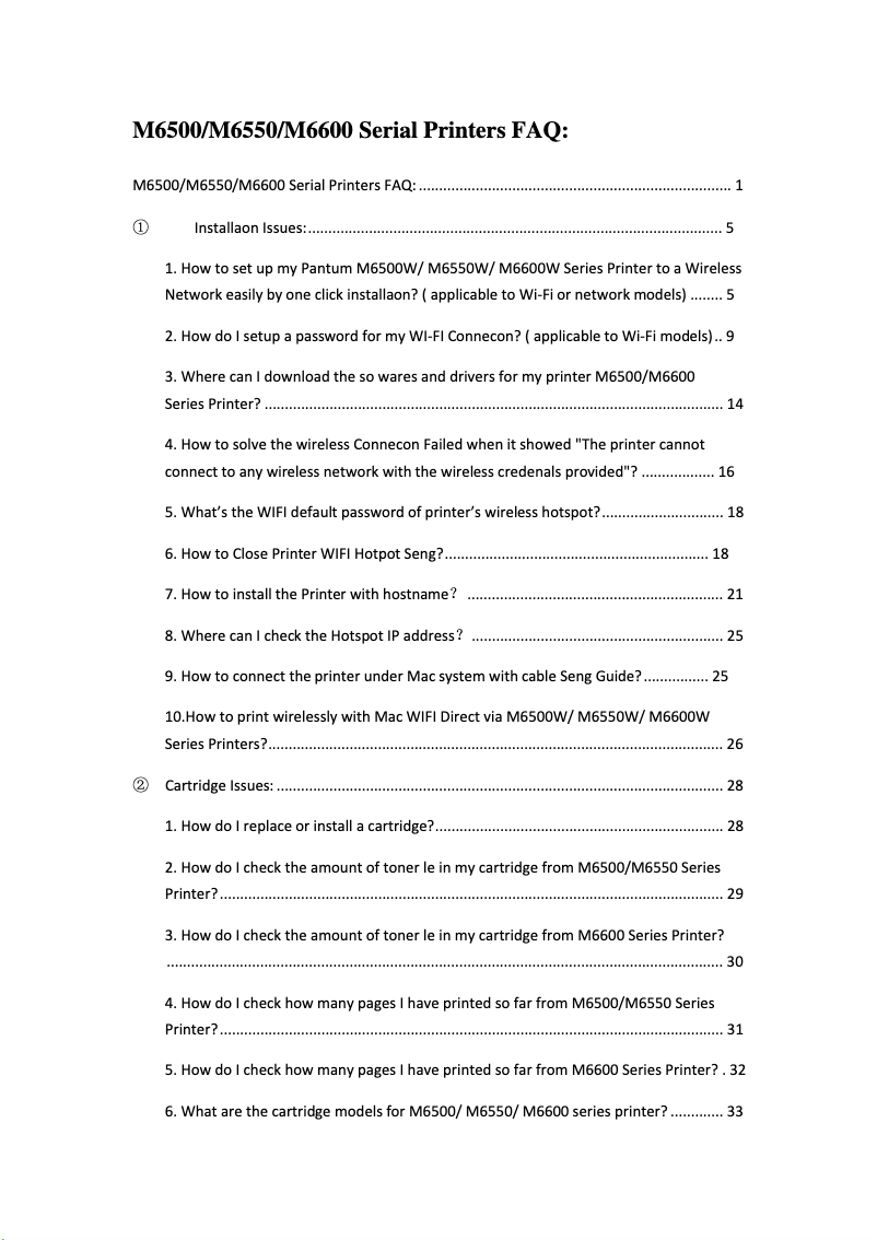 Page n°1 - FAQ Pantum M6506