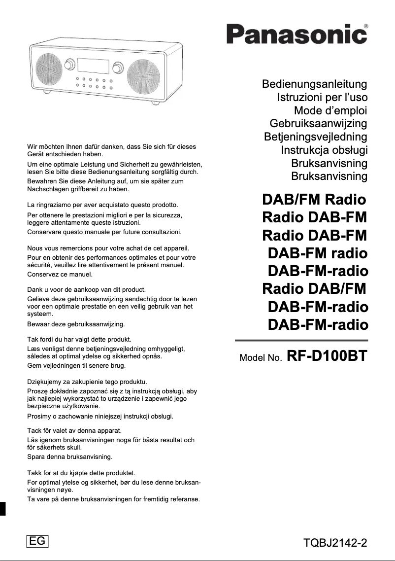 Page n°1 - Manuel utilisateur Panasonic RF-D10