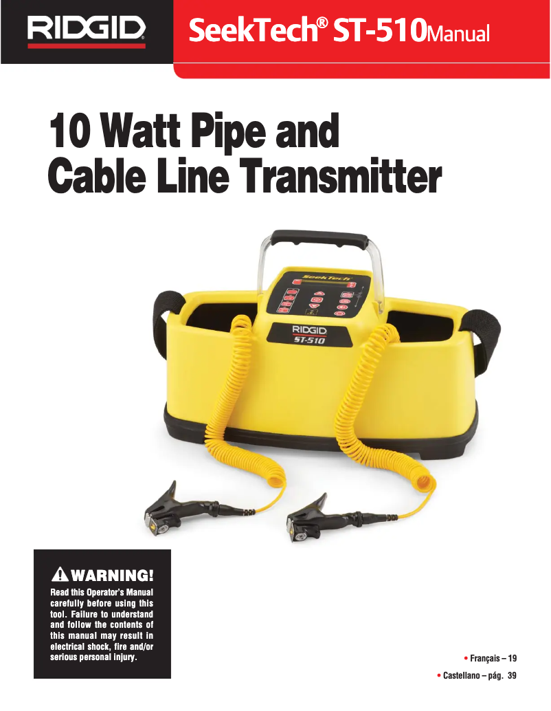 Page 1 de la notice Manuel utilisateur Ridgid SeekTech ST-510
