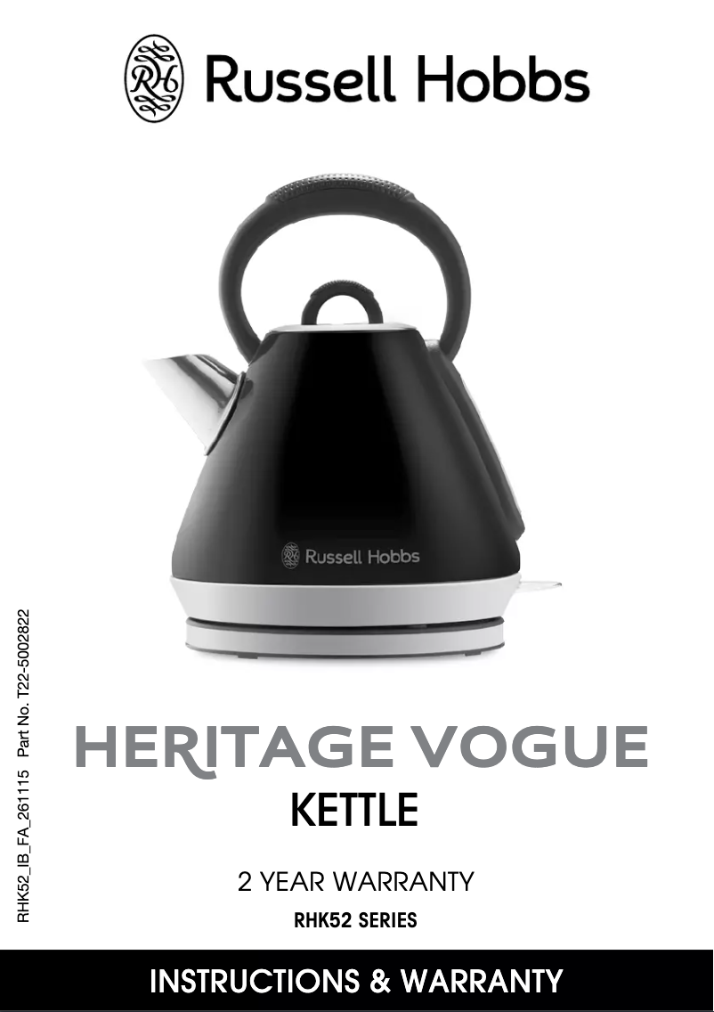 Image de la première page du manuel de l'appareil Heritage Vogue RHK52