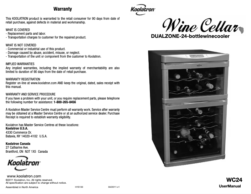 Image de la première page du manuel de l'appareil WC24