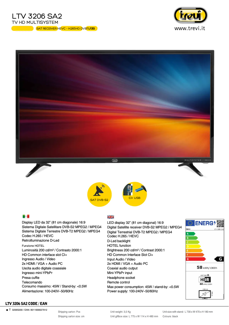 Page n°1 - Manuel utilisateur Trevi LTV 3206 SA2