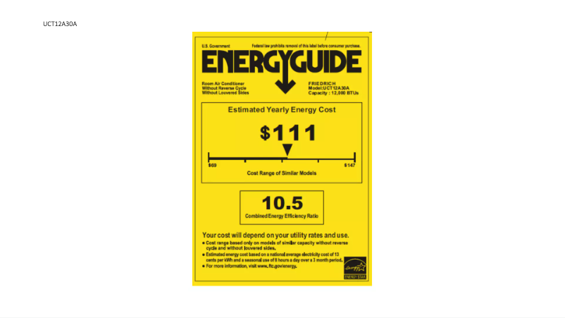 Page n°1 - Label énergétique Friedrich UCT12A30A