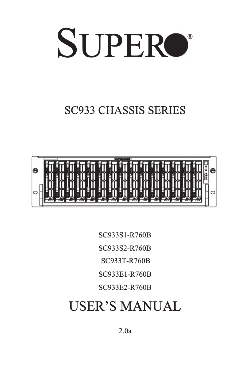 Page 1 de la notice Manuel utilisateur Supermicro SuperChassis 932S2-R760