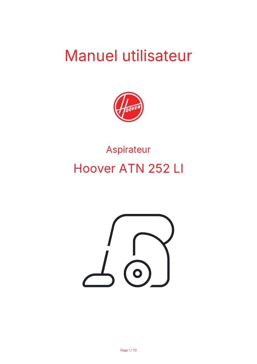 Page n°1 - Manuel utilisateur Hoover ATN 252 LI