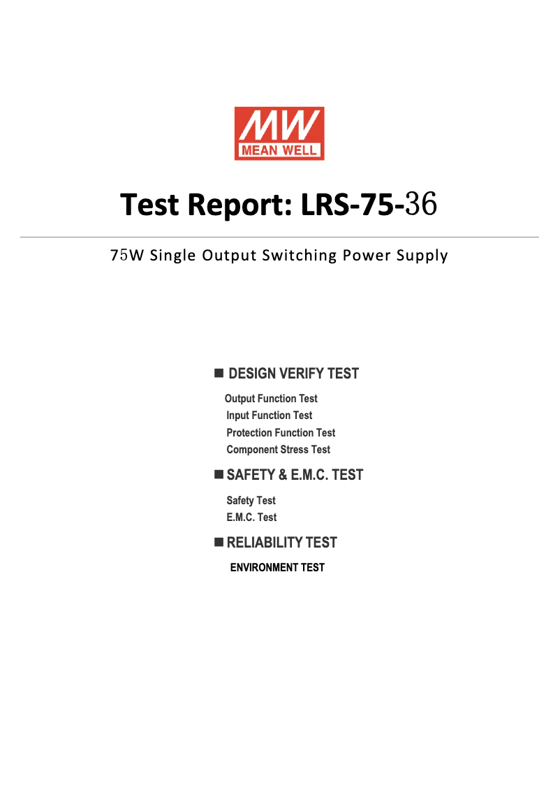 Page n°1 - Fiche technique Mean Well LRS-75-36
