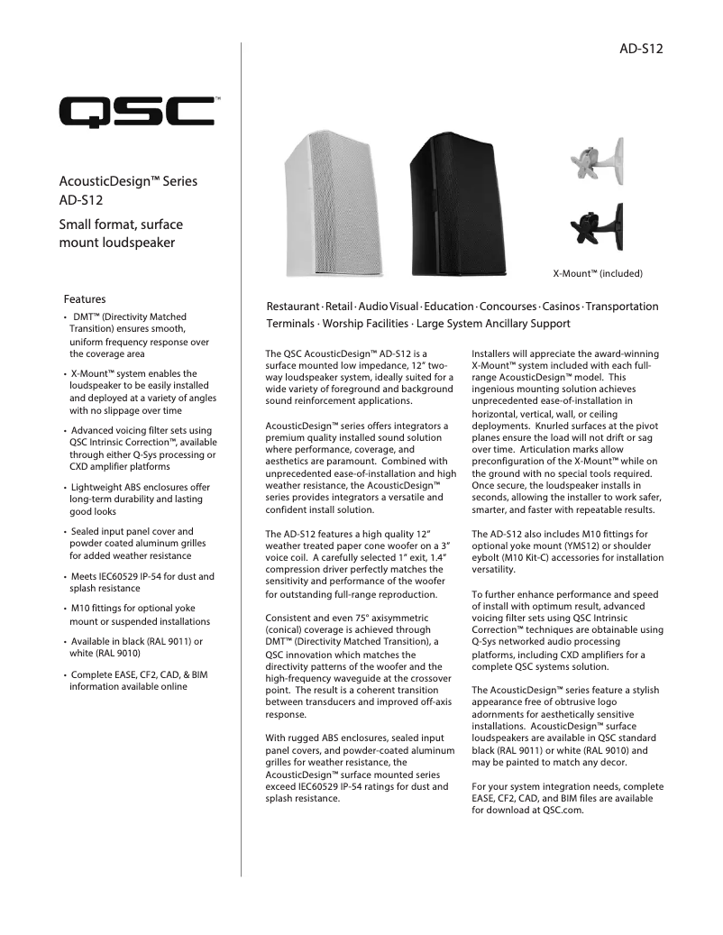 Página 1 del manual Folleto QSC AD-S12