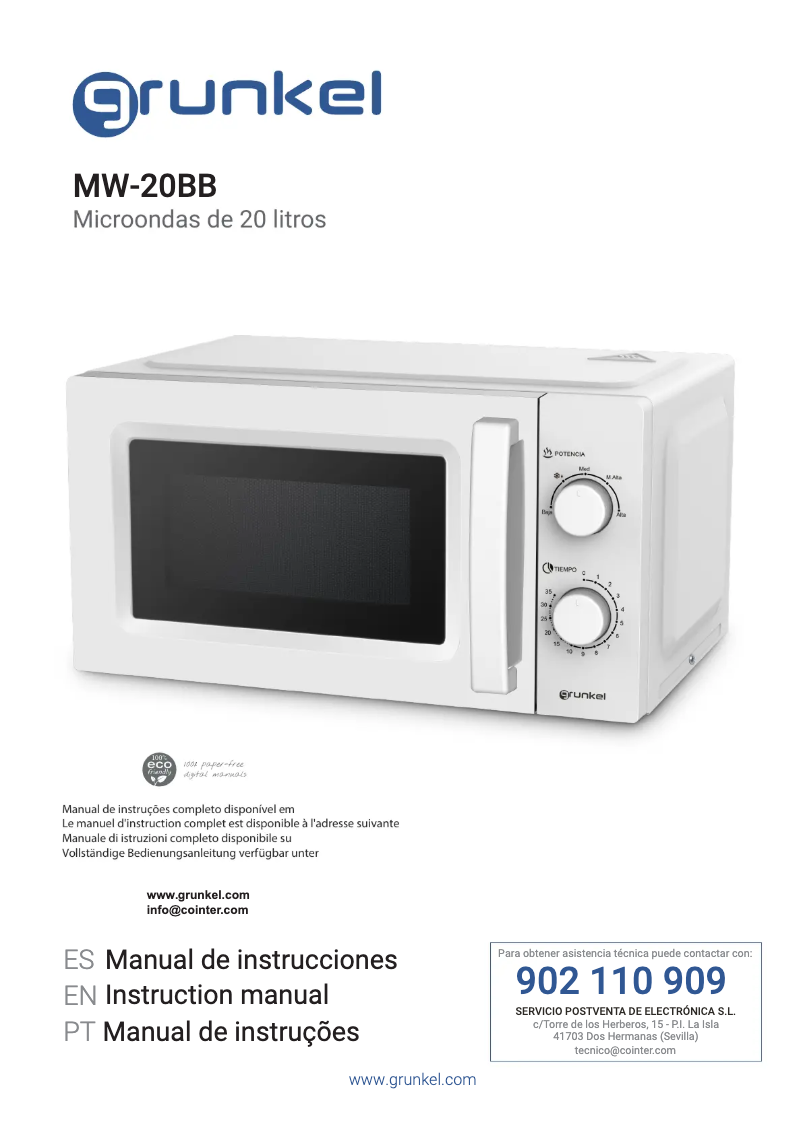 Image de la première page du manuel de l'appareil MW-20BB