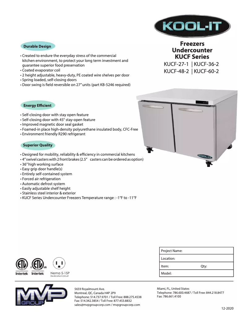 Page 1 de la notice Manuel utilisateur Kool-It KUCF-48-2