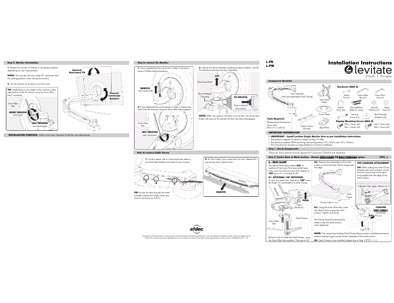 Page 1 de la notice Manuel utilisateur Atdec L-PB