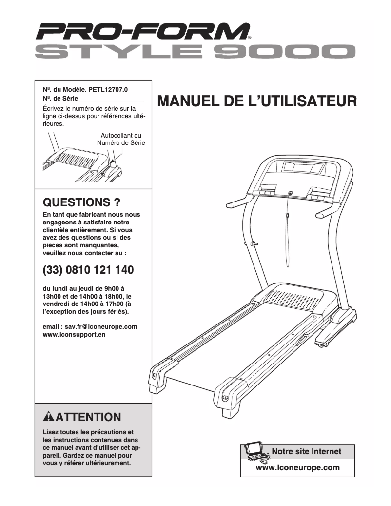 Page n°1 - Manuel utilisateur Pro-form Style 9000