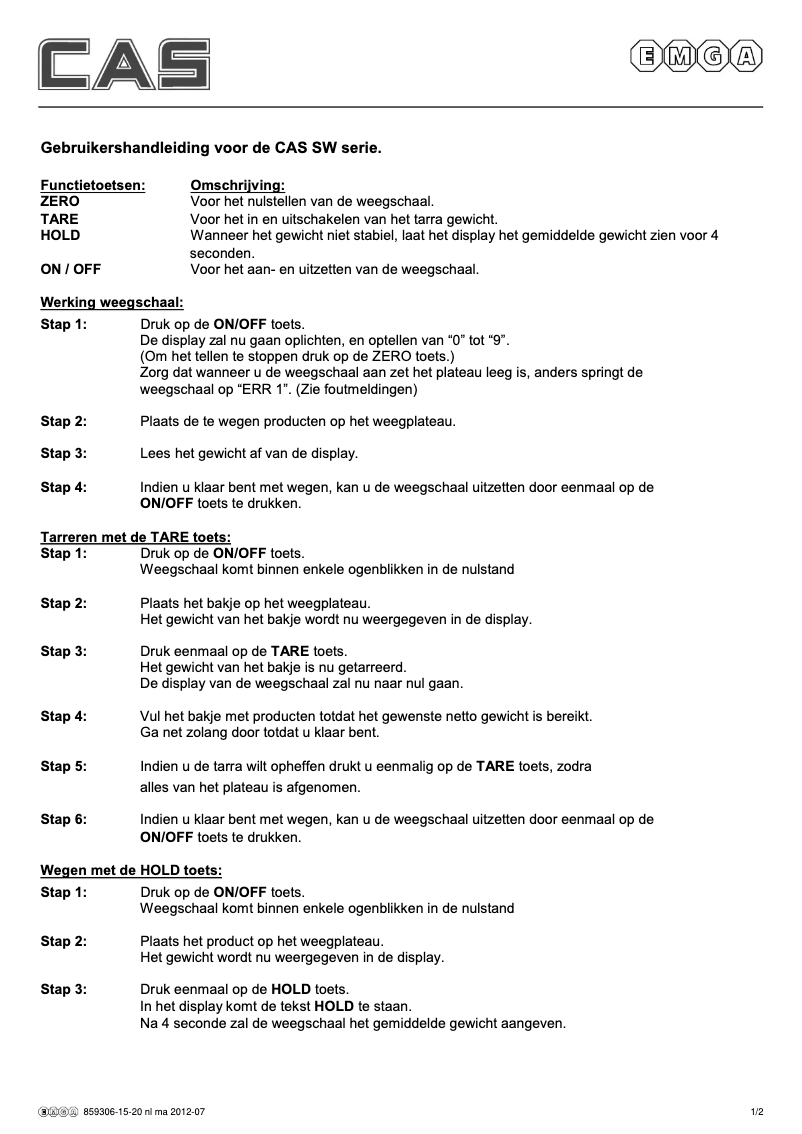 Page 1 de la notice Manuel utilisateur CAS 859306