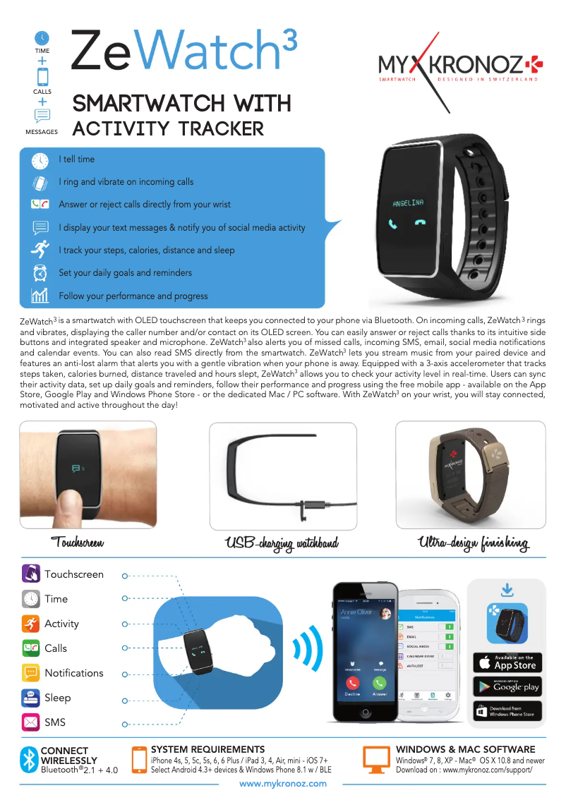 Page n°1 - Fiche technique MyKronoz ZeWatch 3