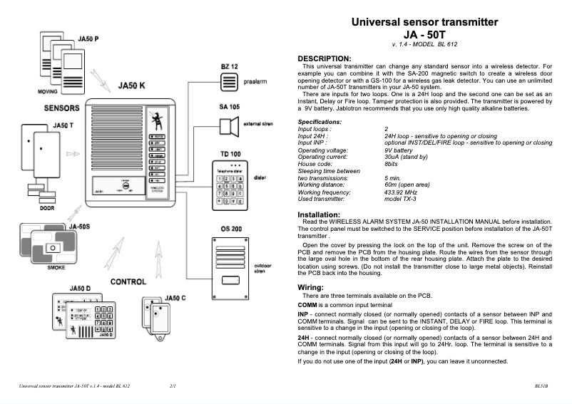 Image de la première page du manuel de l'appareil JA-50T