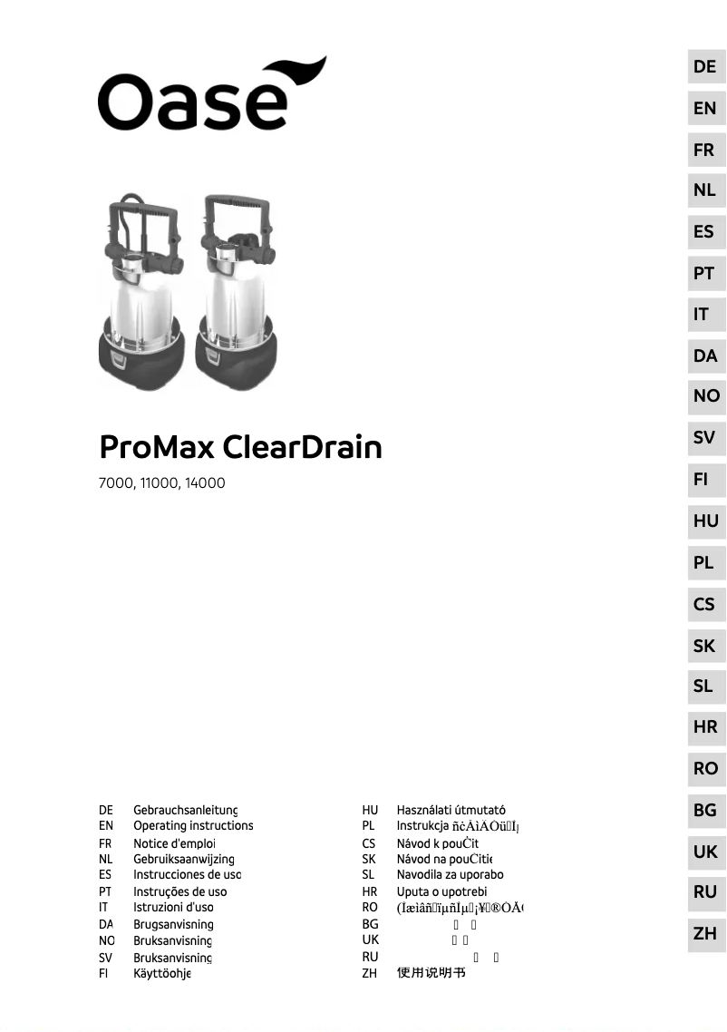 Página 1 del manual Manual de usuario Oase ProMax ClearDrain 14000