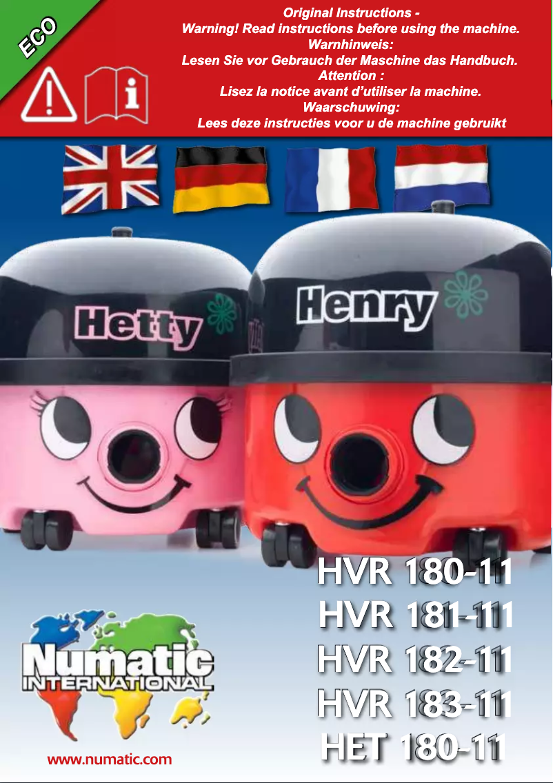 Página 1 del manual Manual de usuario Numatic Hetty HET 180-11