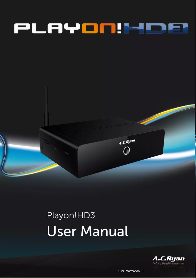 Page n°1 - Manuel utilisateur AC Ryan Playon!HD3 ACR-PV73901