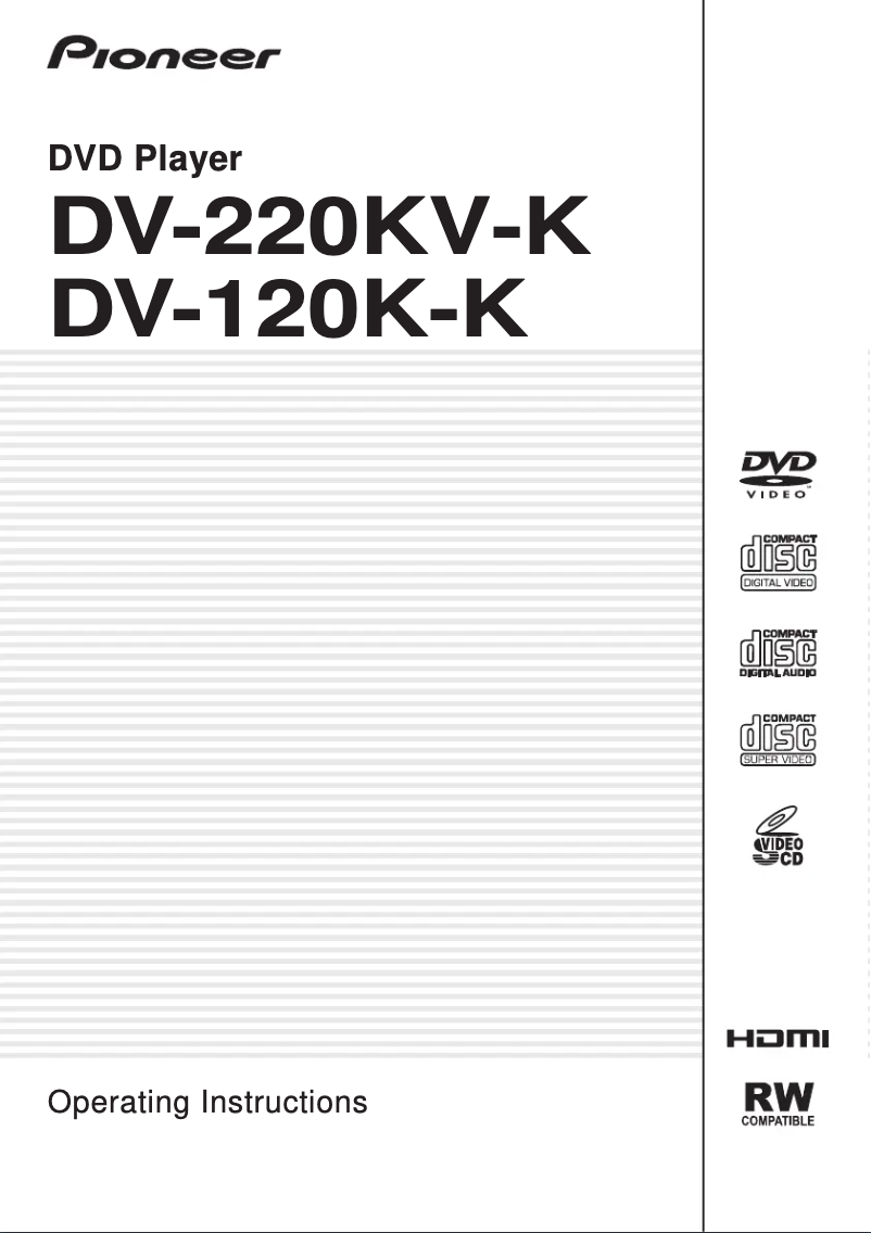 Page n°1 - Manuel utilisateur Pioneer DV-120K-K