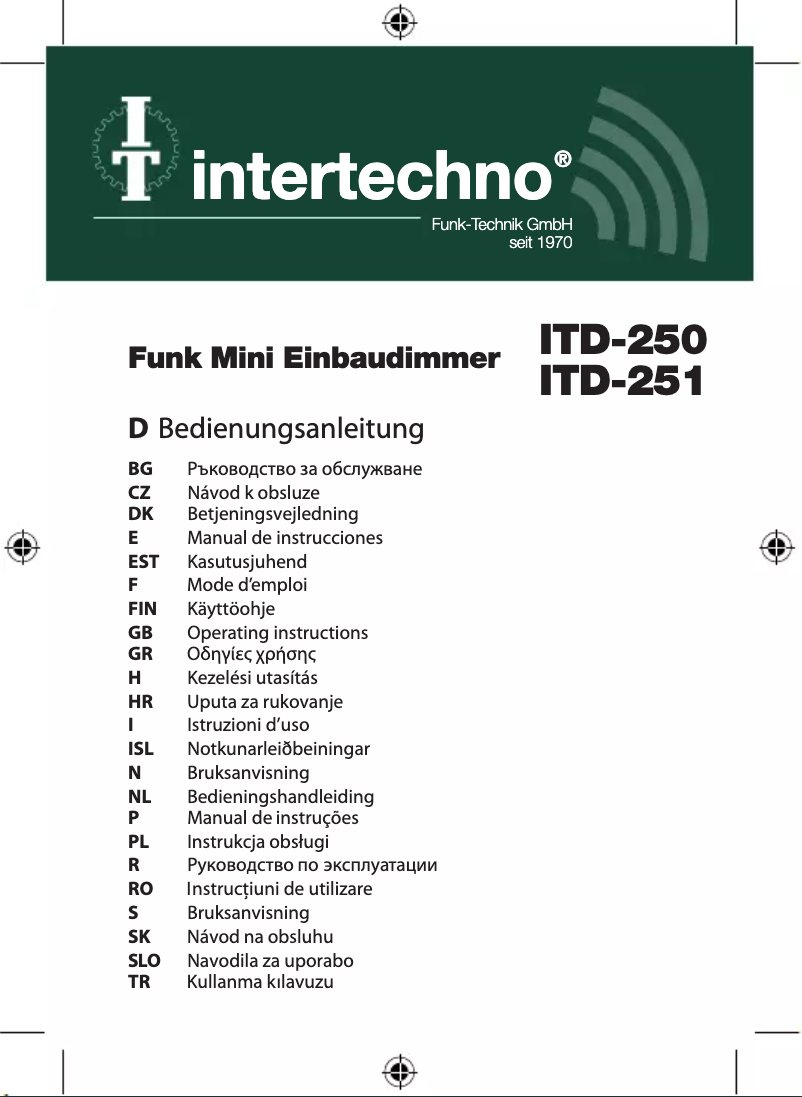 Page n°1 - Manuel utilisateur Intertechno ITD-250