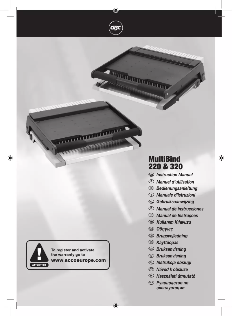 Image de la première page du manuel de l'appareil MultiBind 320