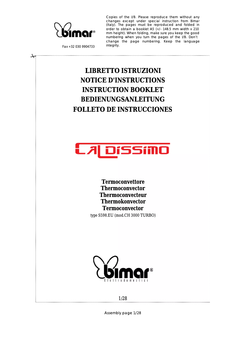 Image de la première page du manuel de l'appareil S598.EU