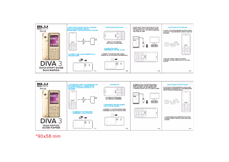 Page 1 de la notice Manuel utilisateur BLU Diva 3