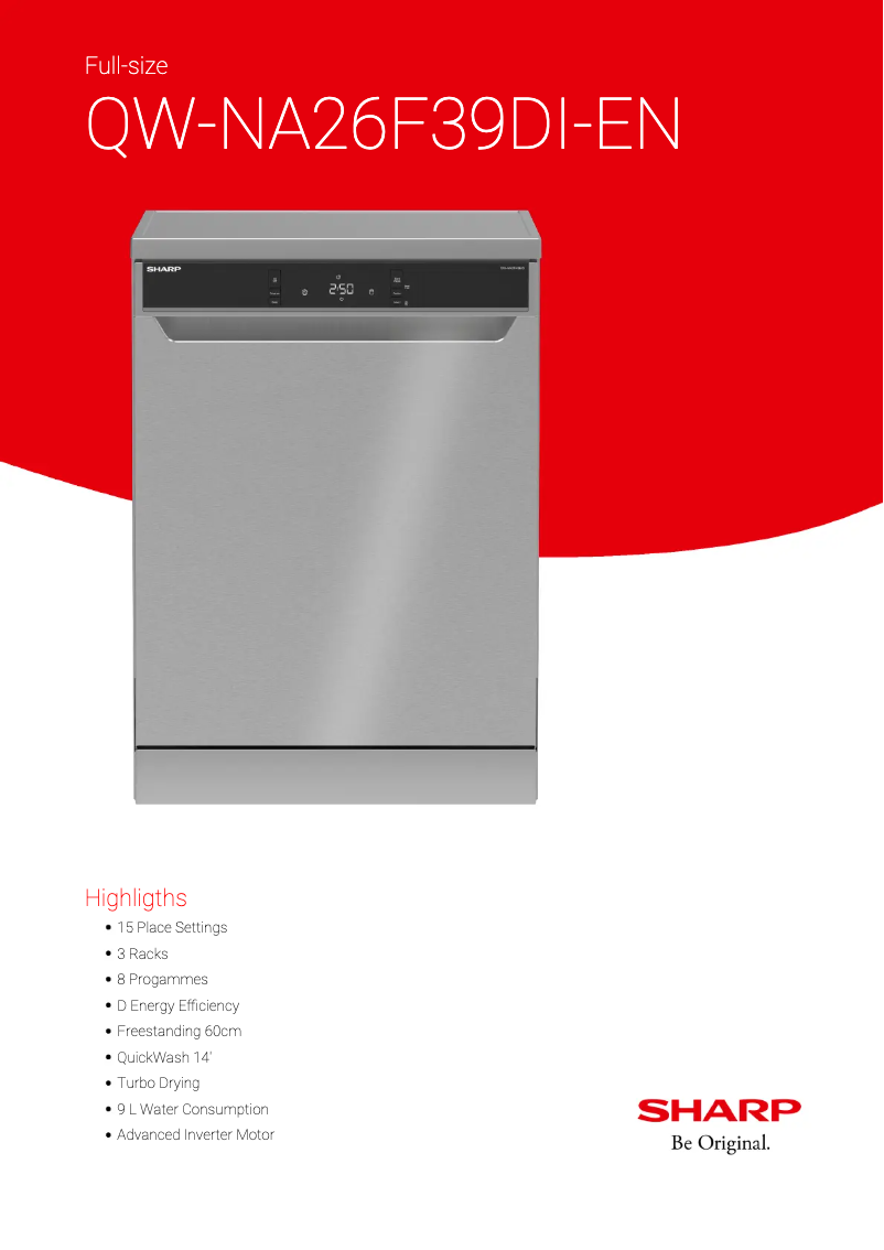 Page 1 de la notice Fiche technique Sharp QW-NA26F39DI-EN