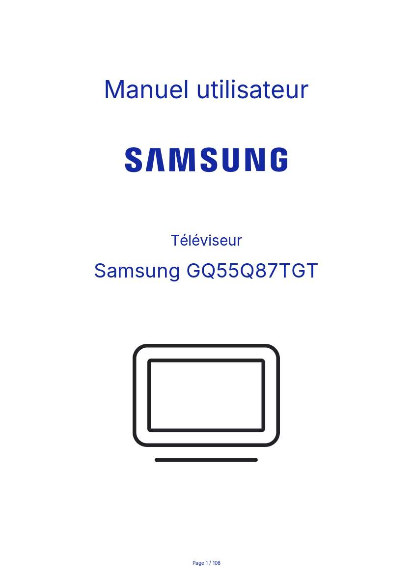Image de la première page du manuel de l'appareil GQ55Q87TGT